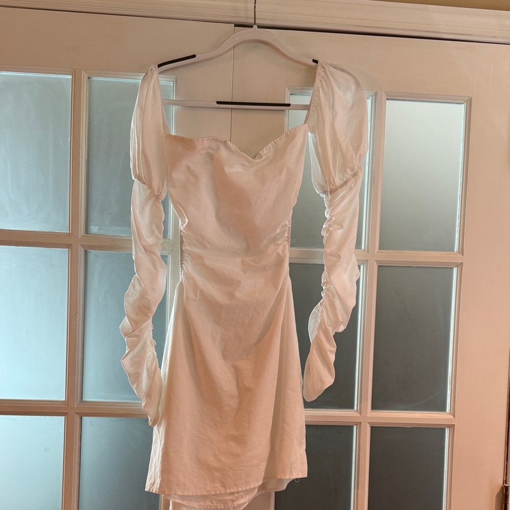 Sabo Luxe Elegant White Dress with Puff Sleeves